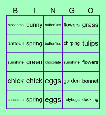Spring Bingo Card