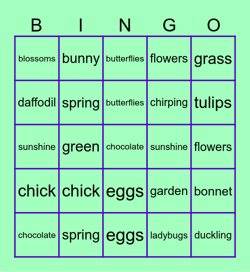Spring Bingo Card
