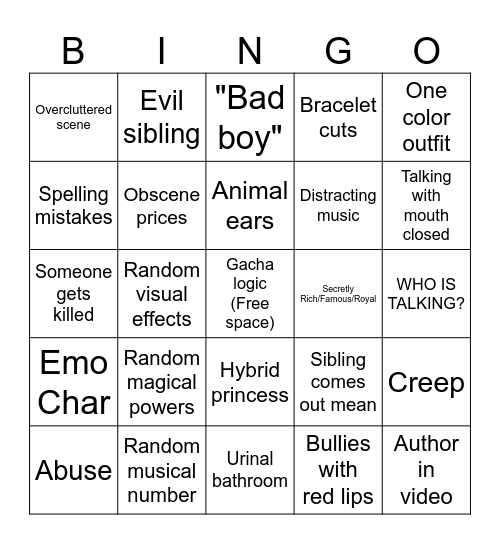 Gacha Life Bingo V2 Bingo Card