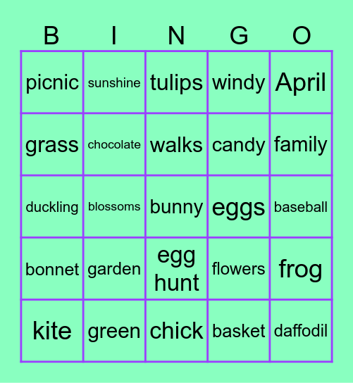 Spring Bingo Card
