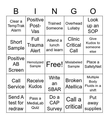 Lab Week Bingo Card