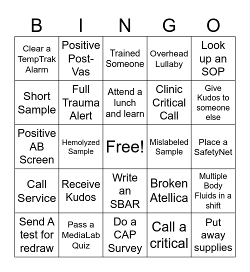 Lab Week Bingo Card