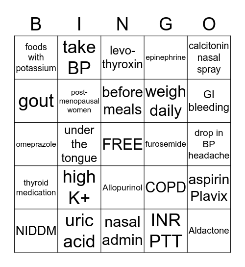 MISC Bingo Card