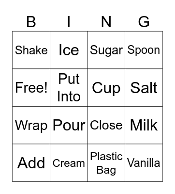 Ingredient Bingo Card
