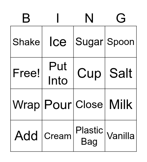 Ingredient Bingo Card