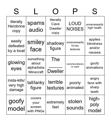 Bad Minecraft Horror Mods V2 Bingo Card