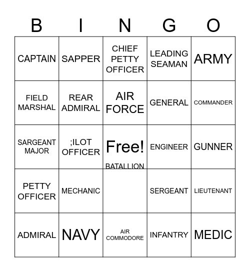 Untitled Bingo Card