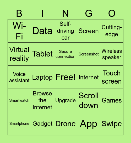 Technology and innovation Bingo Card