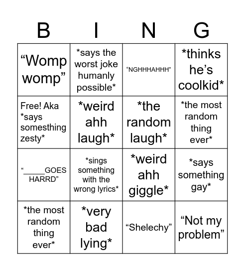 Gaygen Bingo Card