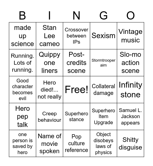 Captain Marval Bingo Card