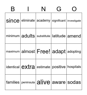 BOOK 5 BINGO Card