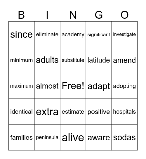 BOOK 5 BINGO Card