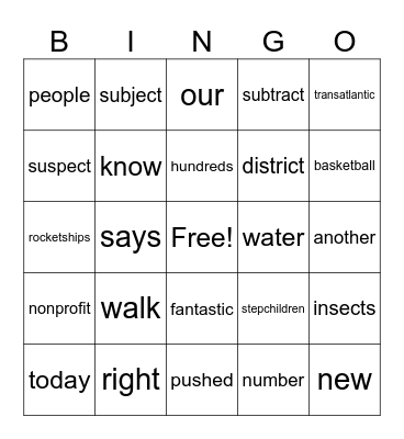 BOOK 3 BINGO Card