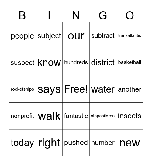 BOOK 3 BINGO Card