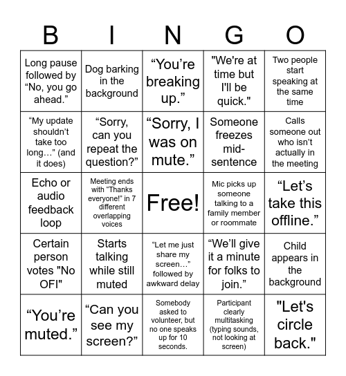 April 2025 - ED Dept Meeting Bingo Card
