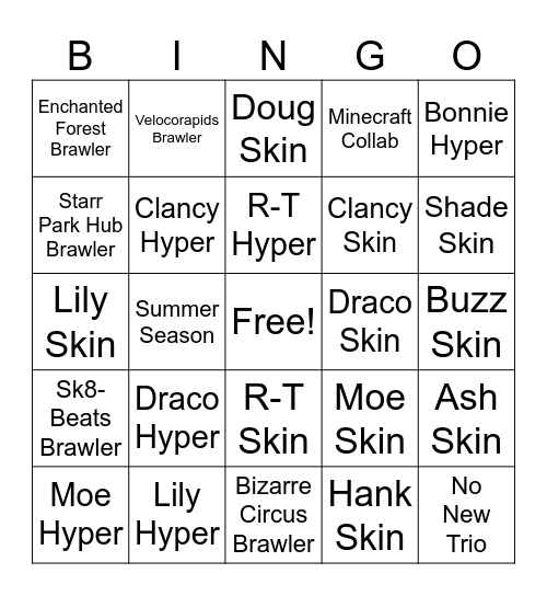 Brawl Talk Bingo Card