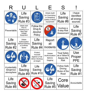 Life Saving Bingo Card
