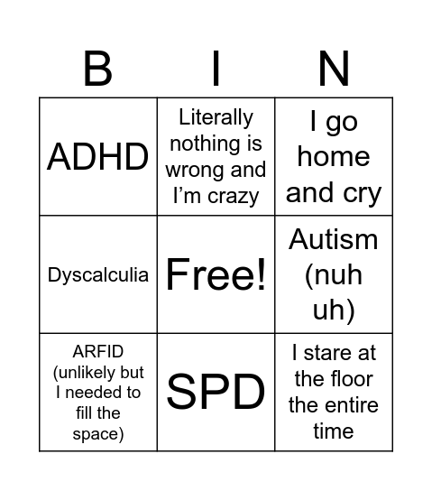 Psychiatry appointment 😍😍 Bingo Card
