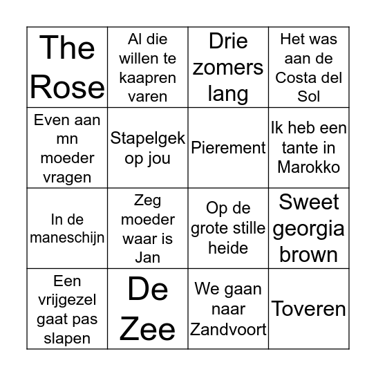 Muziek B 13 okt DGH STM Bingo Card