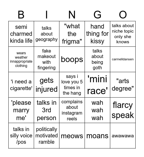 marblingo Bingo Card