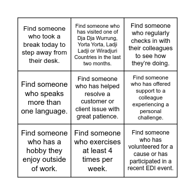P&C Huddle Bingo Card