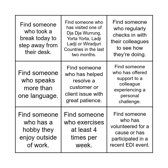 P&C Huddle Bingo Card