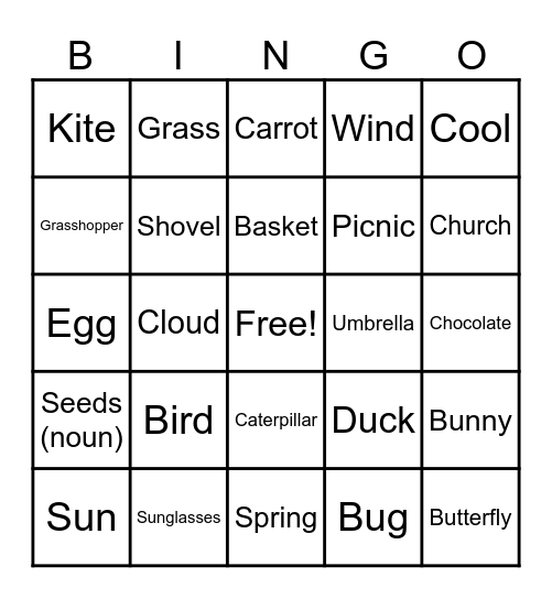 Spring ASL Bingo Card