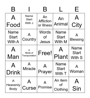 BIBLE READING BINGO Card