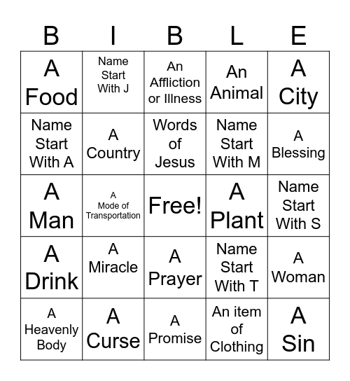 BIBLE READING BINGO Card