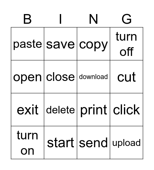 Computer Vocabulary Bingo Card