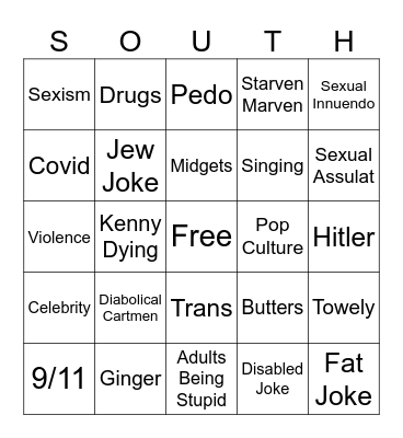 South Park Bingo Card