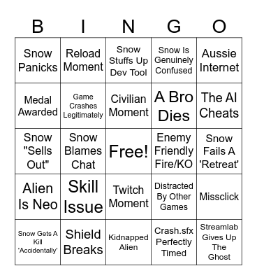 The Indomitable Snowman's Xenonauts 1 Bingo Card