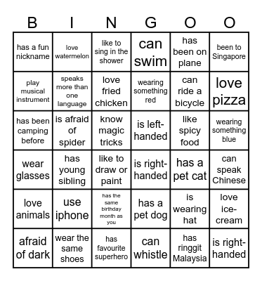 SUMMER CAMP HUMAN BINGO Card