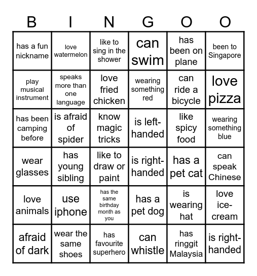 SUMMER CAMP HUMAN BINGO Card