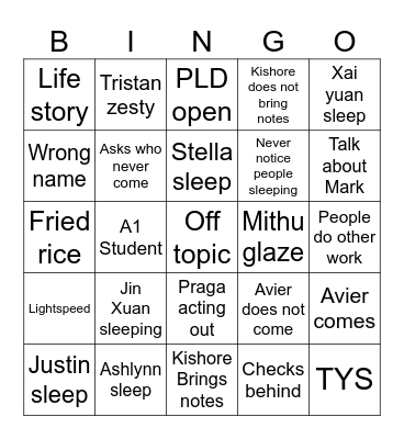 Mr raymond Bingo Card