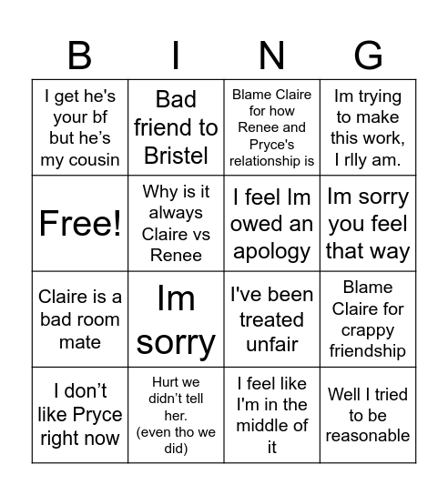 Renee Bingo Card