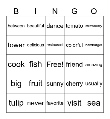 Spring Break 2025 Bingo Card
