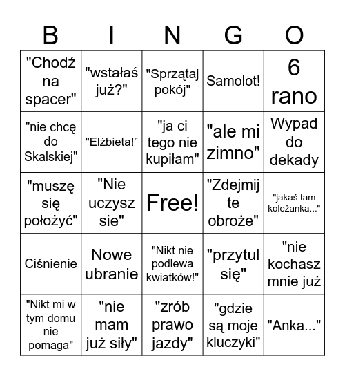 Mama bingo Card