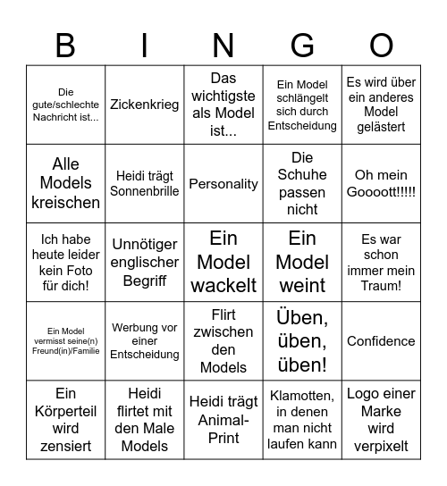 GNTM 2025 Bingo Card
