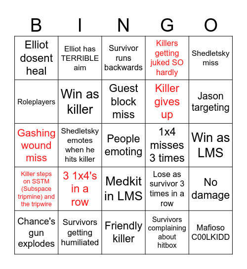 Forsaken bingo Card