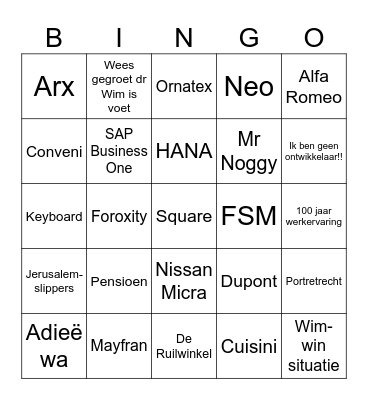 Adieë Wim! Bingo Card