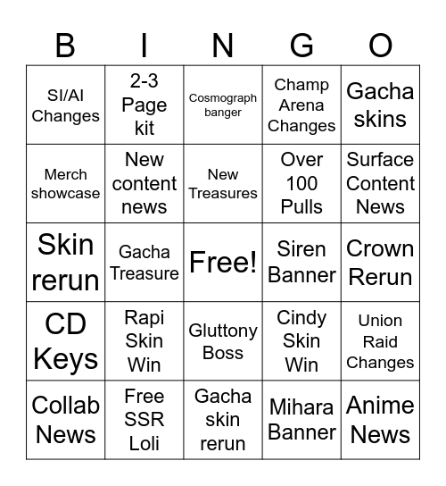 2.5 Aniv Stream Bingo Card