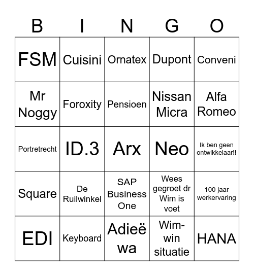 Adieë Wim! Bingo Card