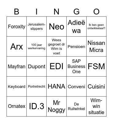 Adieë Wim! Bingo Card