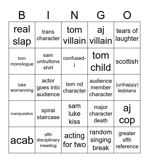 sfth longform bingo Card