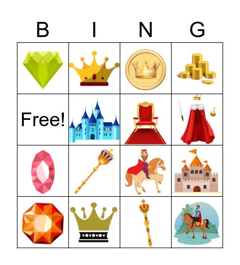 Royal Treasure Bingo Hunt Bingo Card