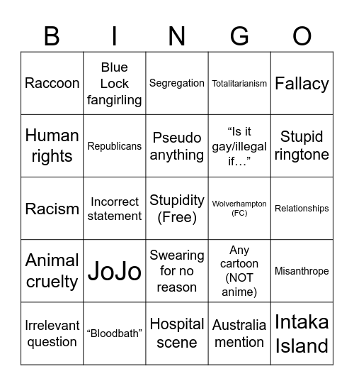 Yahya bingo Card