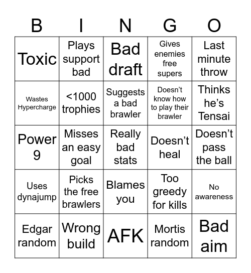 Ranked randoms bingo Card