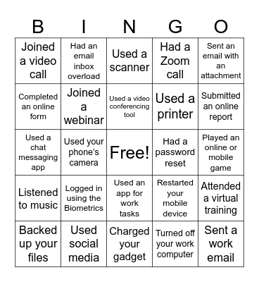 Tech Bingo! Bingo Card