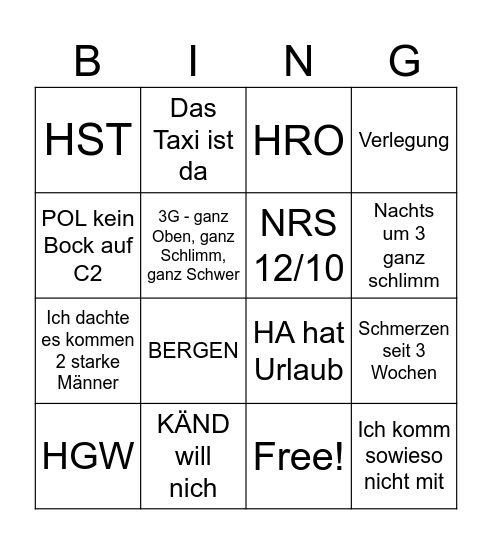 Rettungsbingo Card